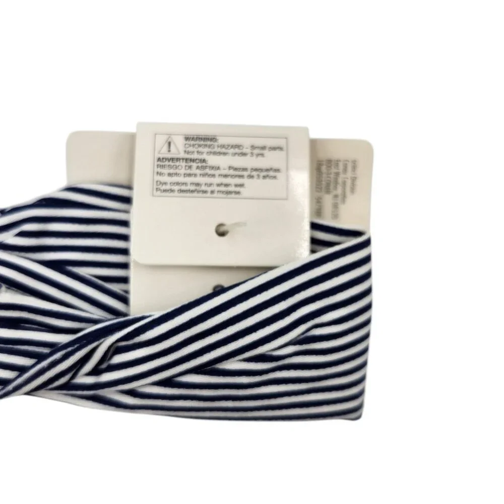 2X‎ Scunci Hair Headwrap White and Navy Blue Stripes 54798 Stretch 1 Pc Each